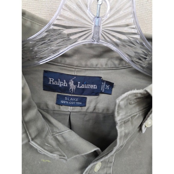 Ralph Lauren Blake Shirt Mens M Olive Green Cotton Twill Button Down Long Slv - Picture 2 of 7